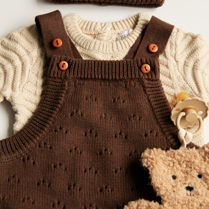 Pointelle Knit Overall | Dark Brown
