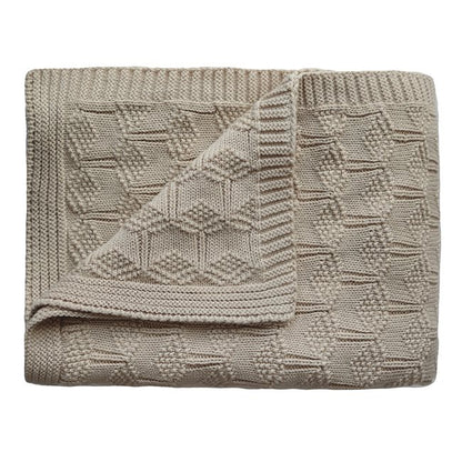 Knitted Baby Blanket Honeycomb Beige