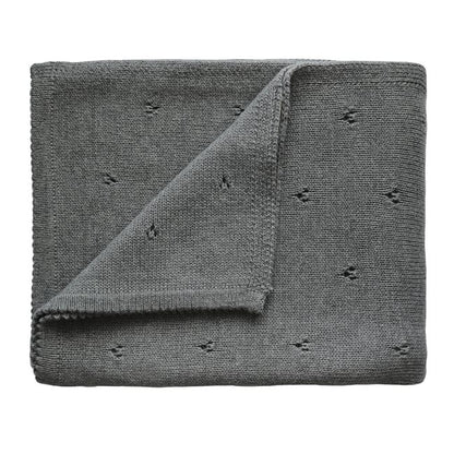 Knitted Baby Blanket Pointelle Gray