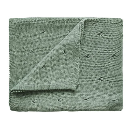 Baby Knitted Blanket 'Pointelle Sage'