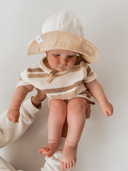 Linen Bucket Hat | Reversible Cream &amp; Beige
