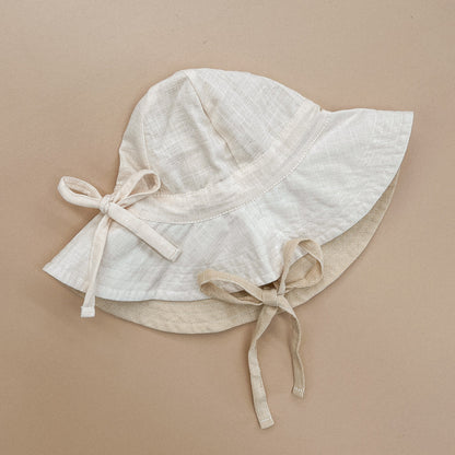 Linen Bucket Hat | Reversible Cream &amp; Beige