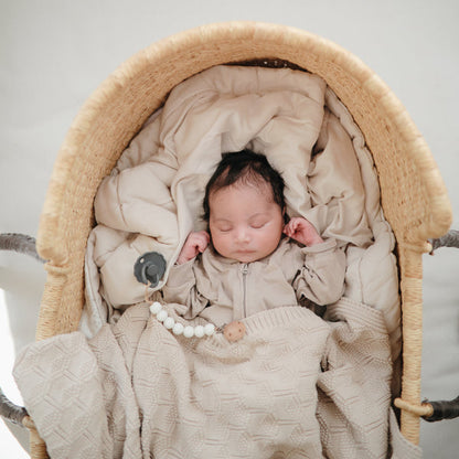 Knitted Baby Blanket Honeycomb Beige