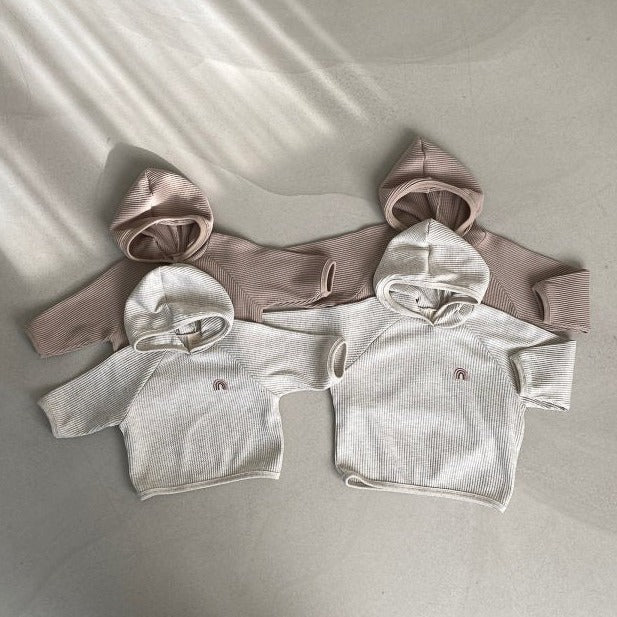 Waffle Hoodie | Rainbow Embroidery  (3m-5y)