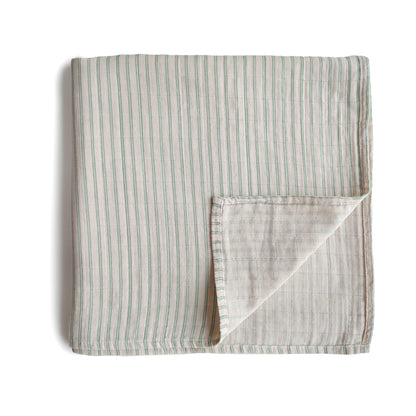 Organic Muslin Swaddle 'Sage Stripe'