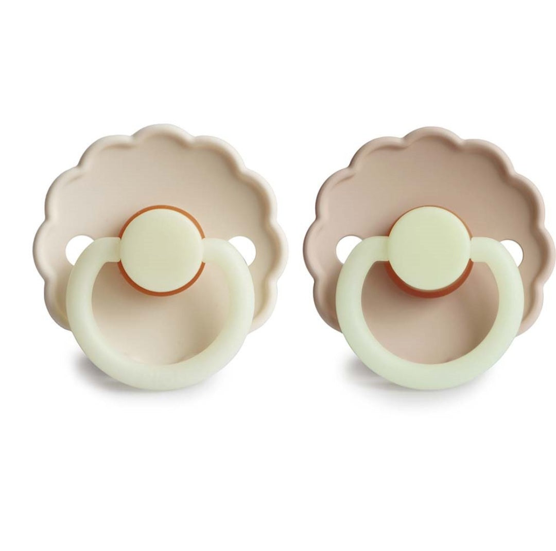 FRIGG Pacifier Daisy Night 'cream/croissant' 2-pack