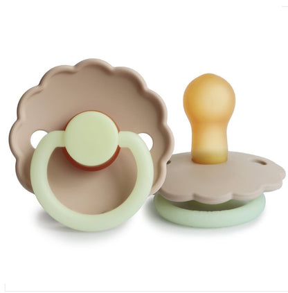 FRIGG Pacifier Daisy Night 'cream/croissant' 2-pack