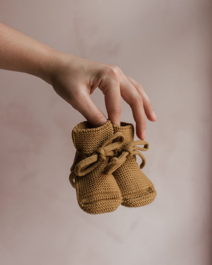 Strickschuhe 'Booties Ochre' Merinowool