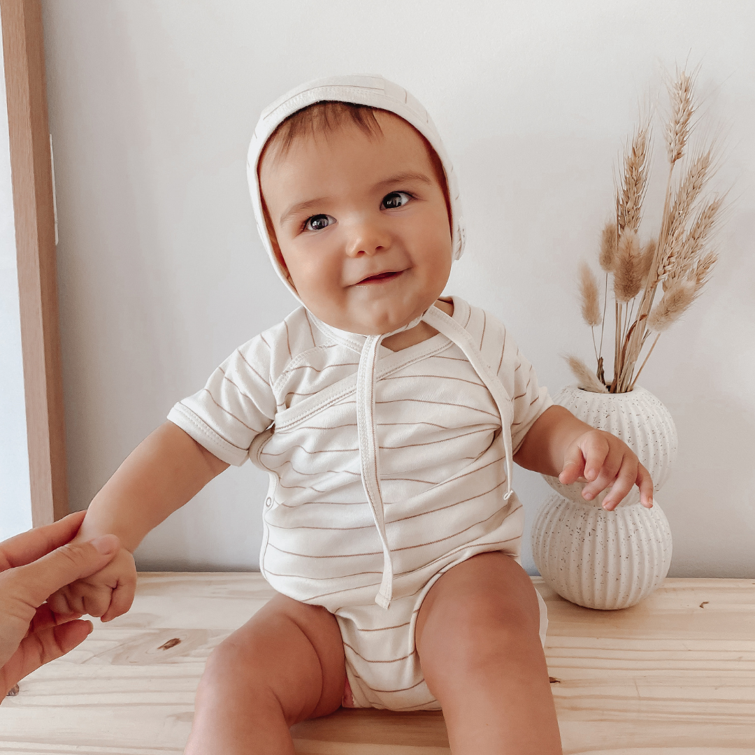 ORGANIC Kimono Bodysuit short sleeve "Coco Stripes"