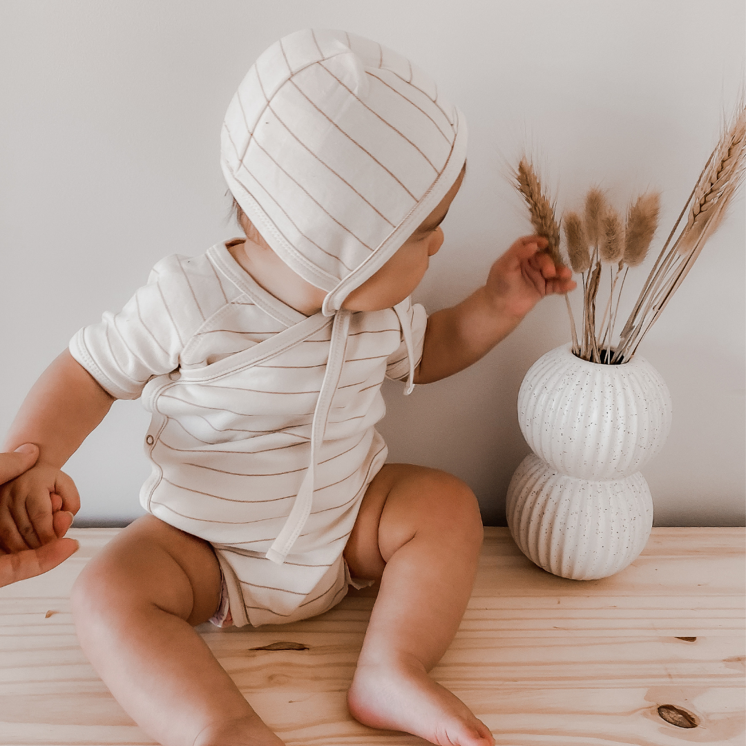 ORGANIC Kimono Bodysuit short sleeve "Coco Stripes"