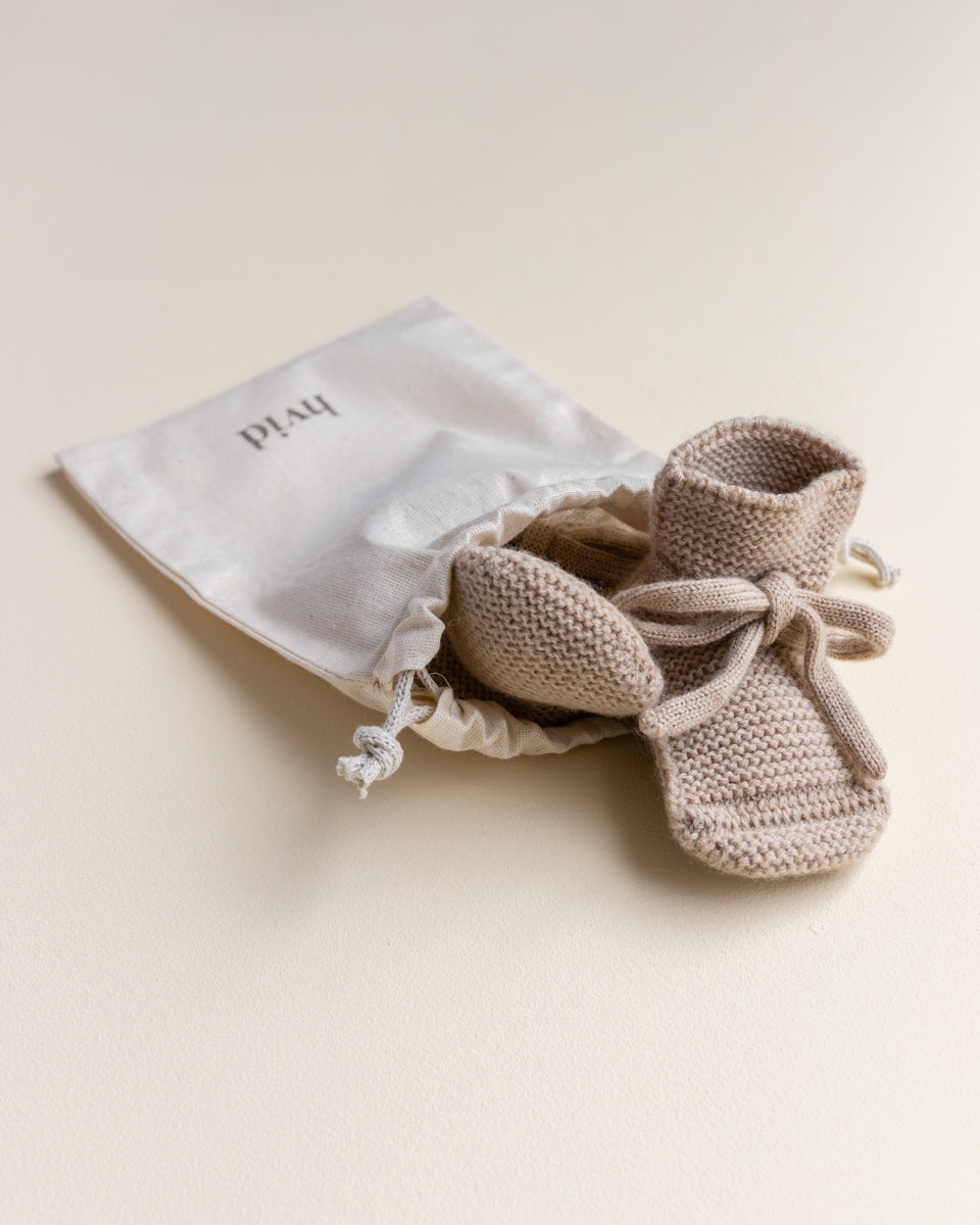 Strickschuhe 'Booties Sand' Merinowool