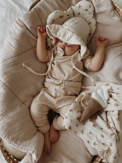 ORGANIC Kimono Bodysuit Short Sleeve "Beige Speckled"