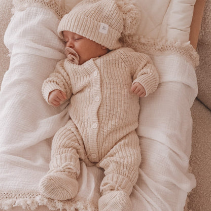 CLASSIC KNIT ROMPER "CHUNKY TEXTURED HONEY"