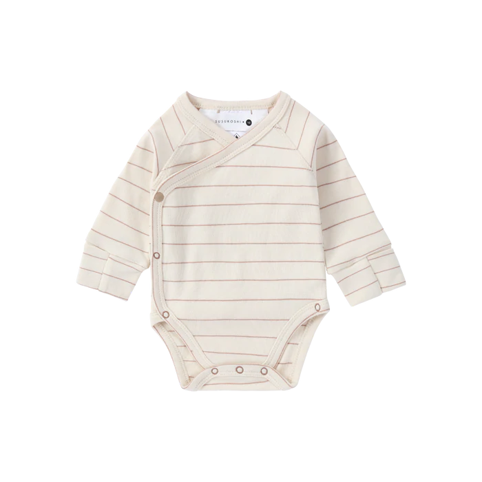 ORGANIC Kimono Bodysuit Langarm "Coco Stripes"