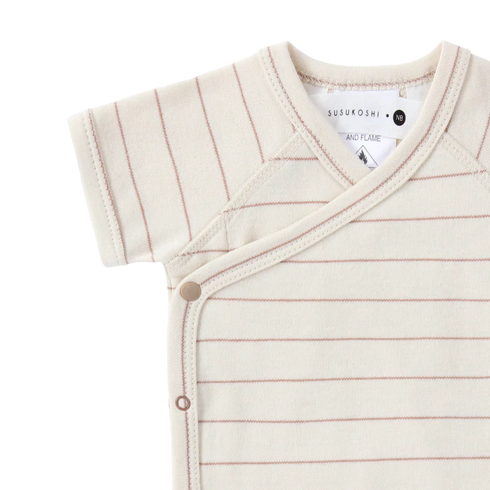 ORGANIC Kimono Bodysuit short sleeve "Coco Stripes"