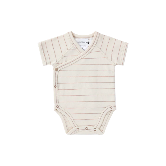 ORGANIC Kimono Bodysuit short sleeve "Coco Stripes"