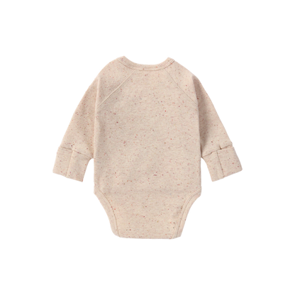 ORGANIC Kimono Bodysuit long sleeve "Beige Speckled"