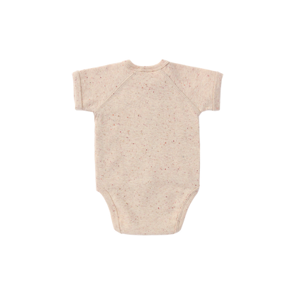 ORGANIC Kimono Bodysuit Short Sleeve "Beige Speckled"