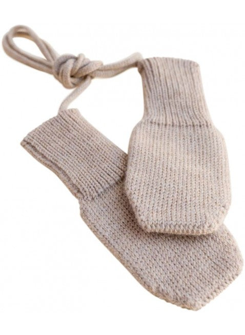 Baby Mittens 'Fiza Sand' Merino Wool