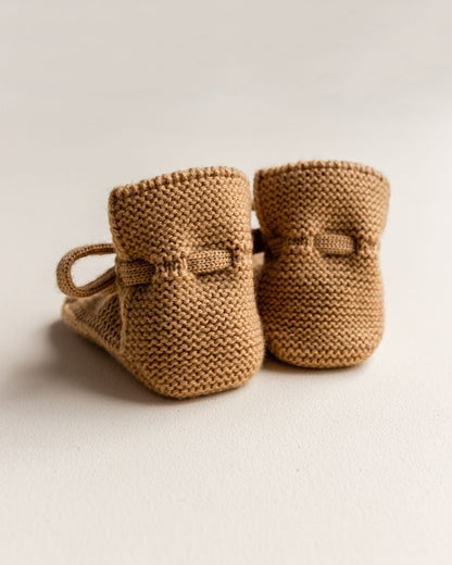 Knitted shoes 'Booties Ocher' Merinowool
